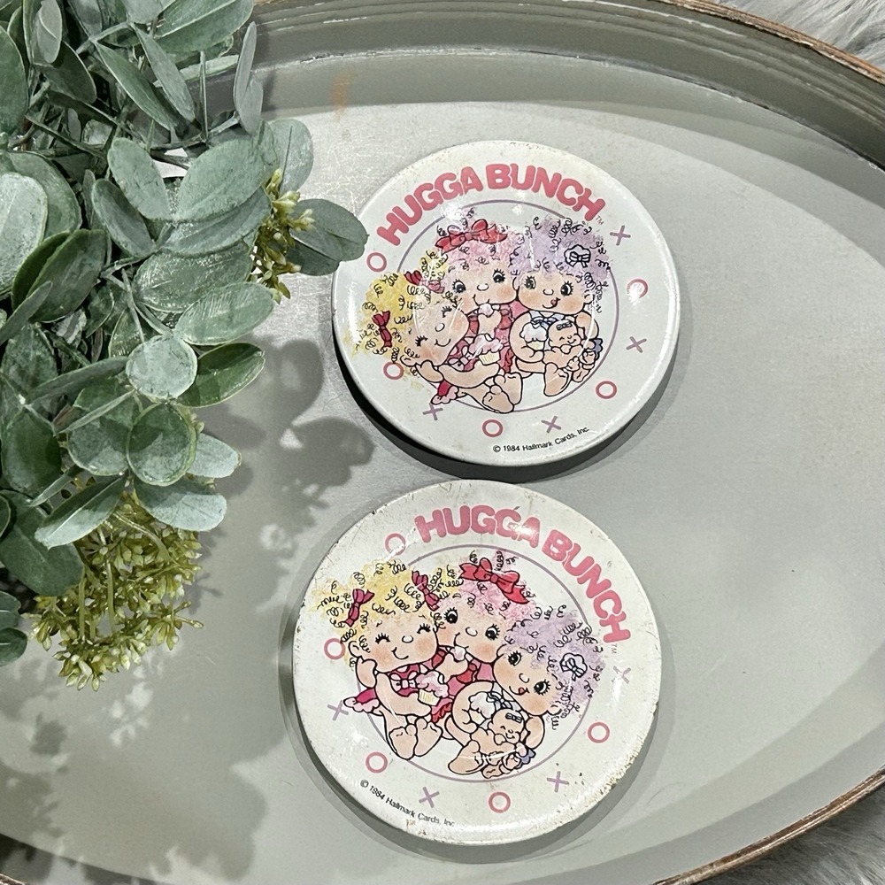 Hugga Bunch Metal Plates Pair Vintage Hallmark 1984‎ Tea Set